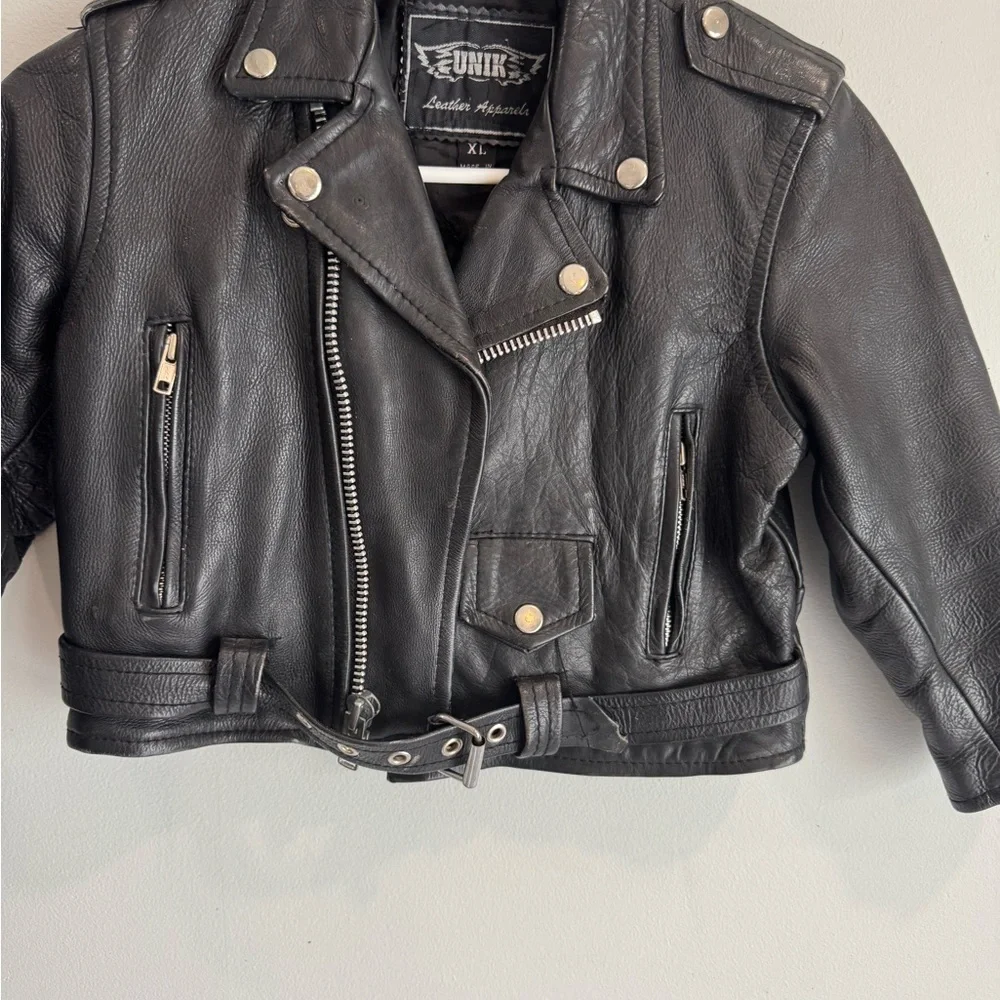 Harley-Davidson Black and Orange Leather Jacket‎ UNIK Youth XL